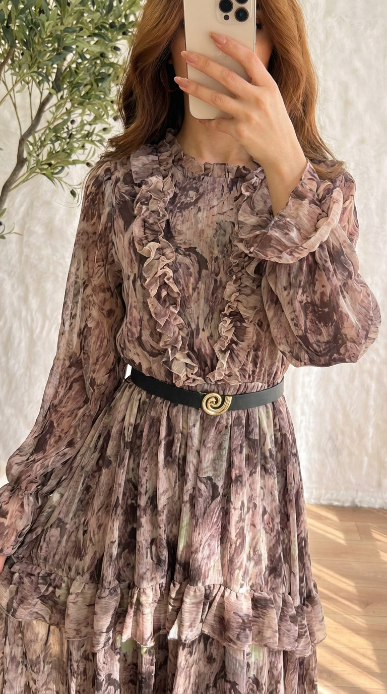 Boho Abstract Maxi Lined Dress