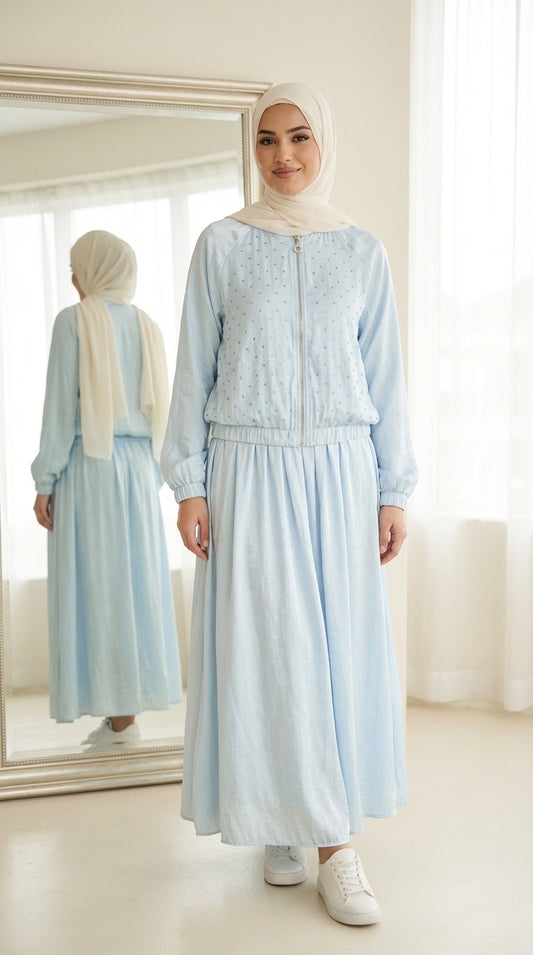 Sparkling Rhinestone Skirt Set