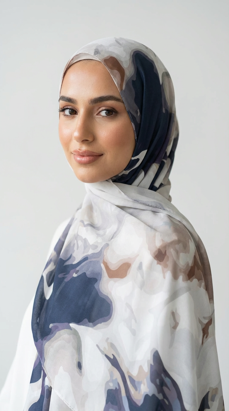 Midnight Ink Tide Chiffom Shawl