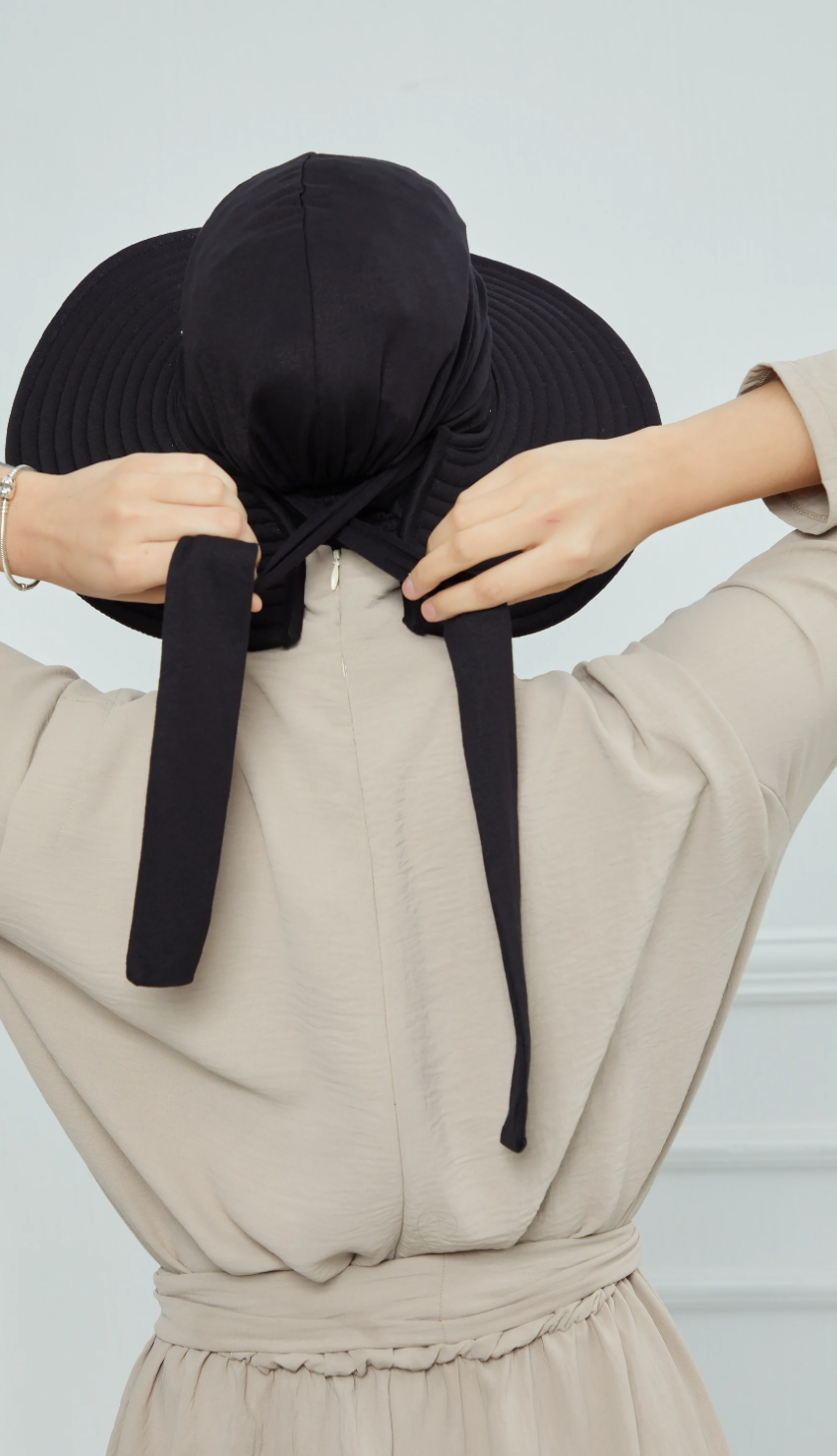 Adjustable Summer Hat + Separate Matching Turban - Black