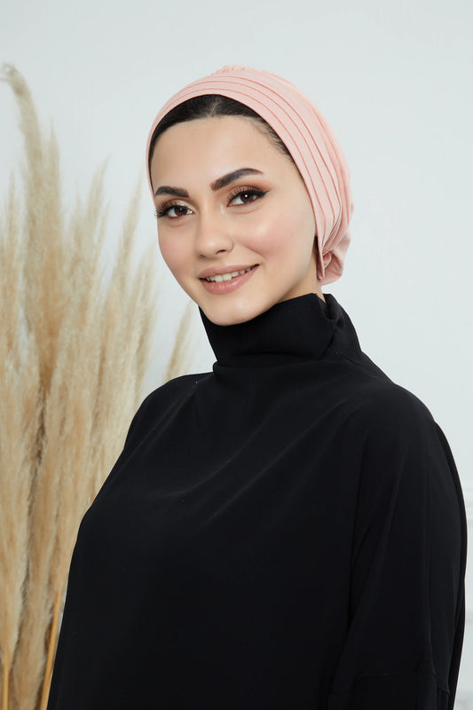Adjustable Summer Hat + Separate Matching Turban - Peach