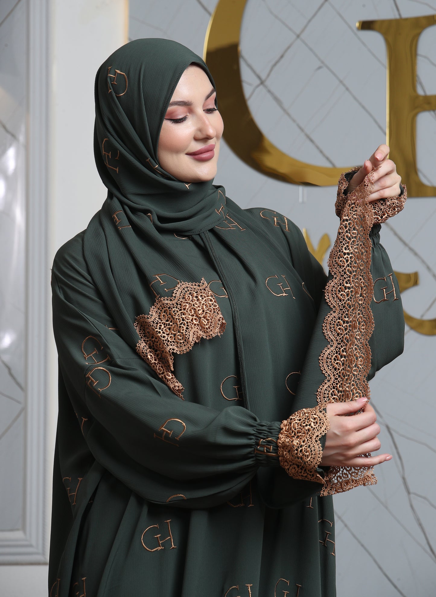 Letter Embroidered Prayer Abaya