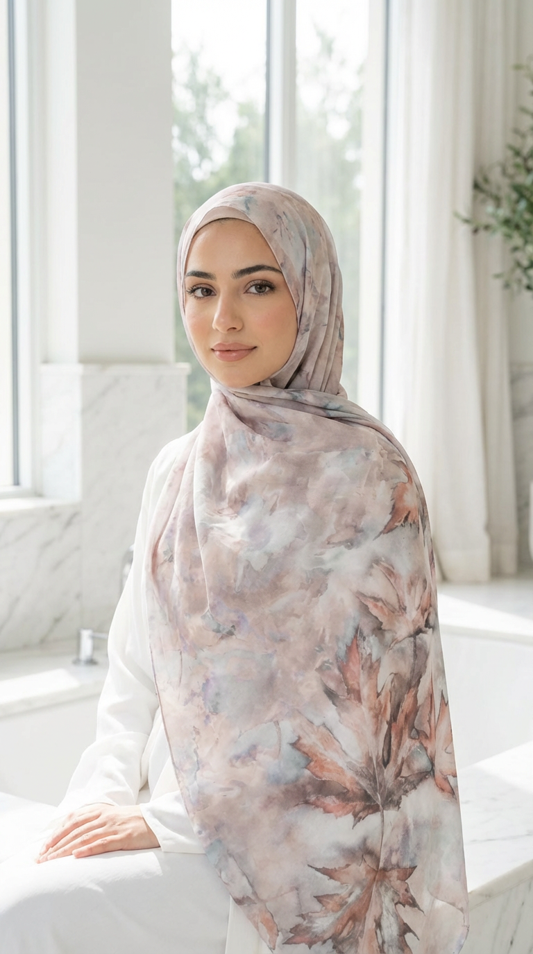 Soft Nude Mixed Colour Chiffon Shawl