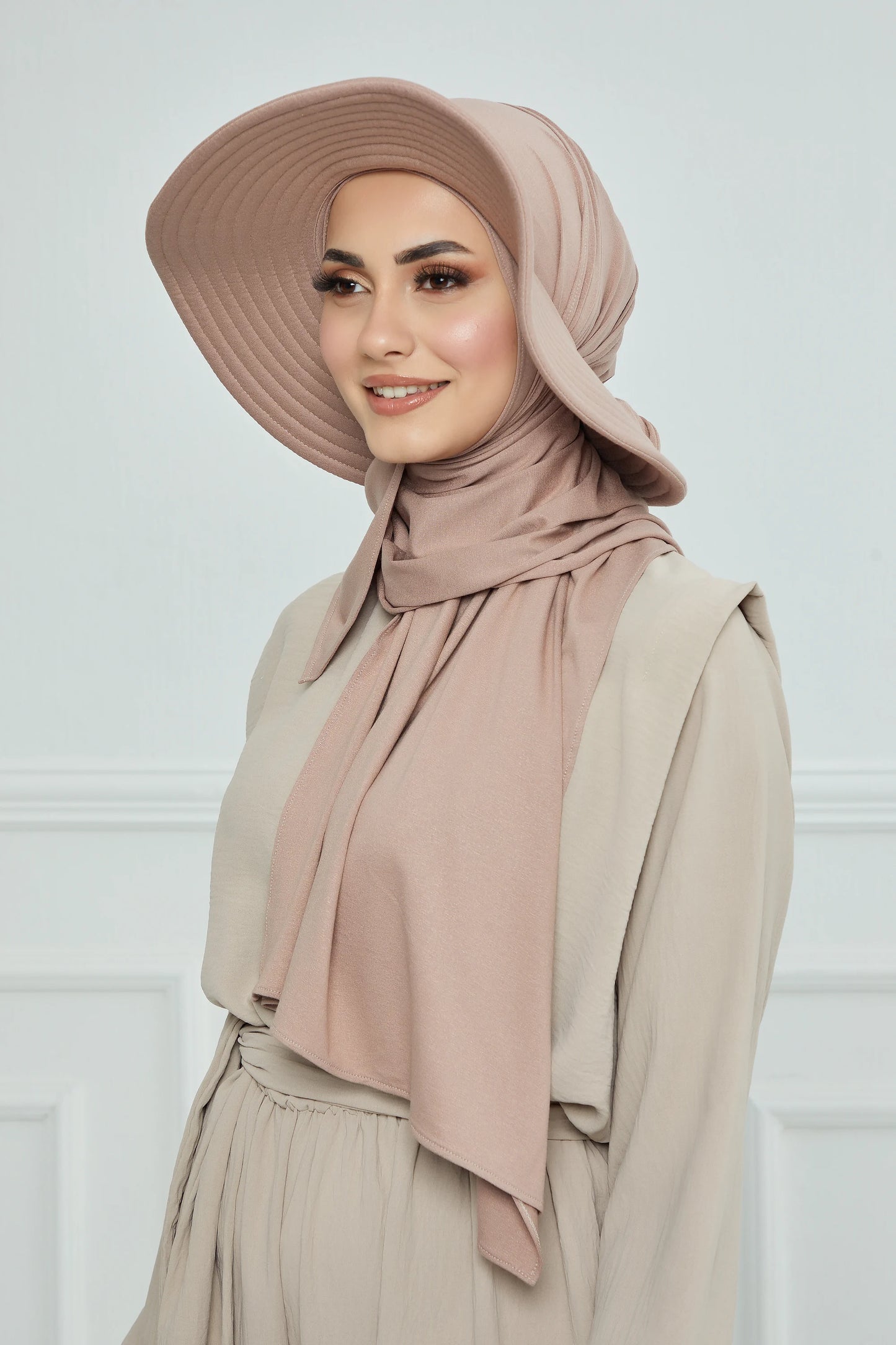 Adjustable Summer Hat +
 Matching Hijab - Taupe