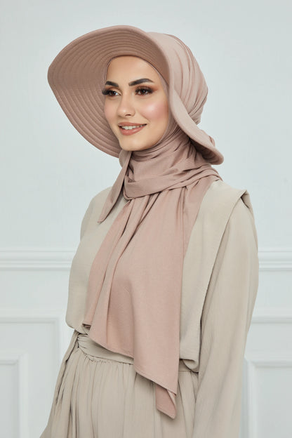 Adjustable Summer Hat +
 Matching Hijab - Taupe
