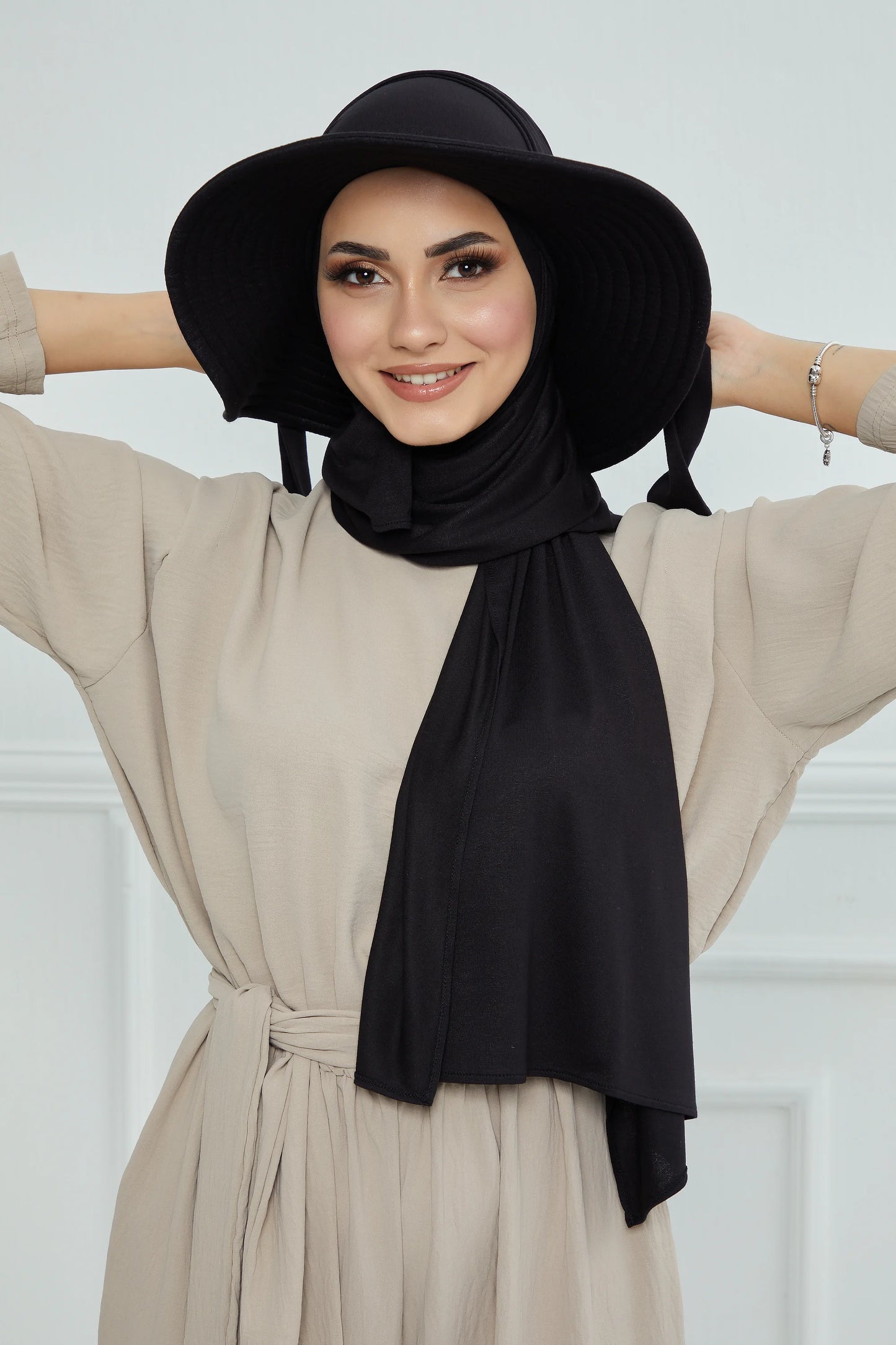 Adjustable Summer Hat +
 Matching Hijab - Black