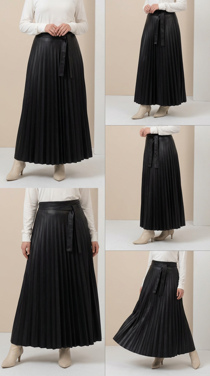 Flowy Leather Skirt