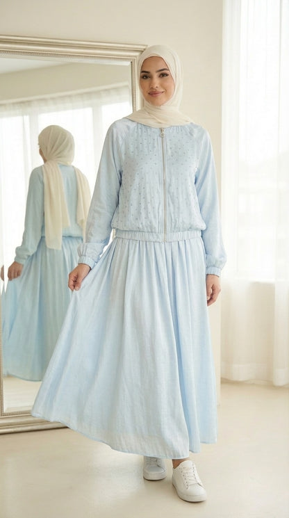 Sparkling Rhinestone Skirt Set