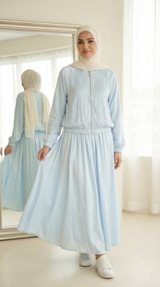 Sparkling Rhinestone Skirt Set