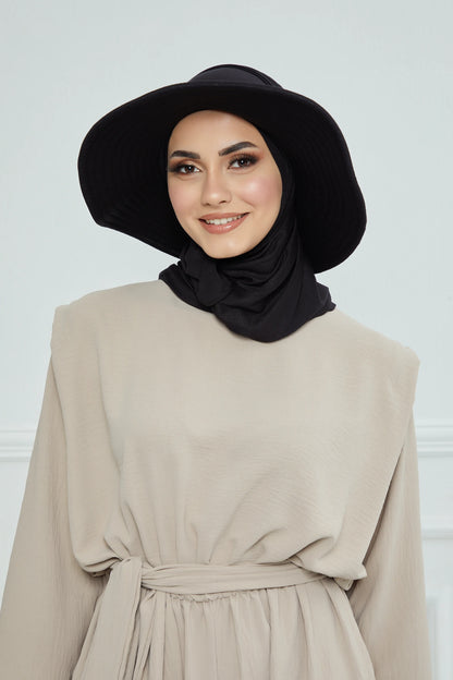 Adjustable Summer Hat +
 Matching Hijab - Black