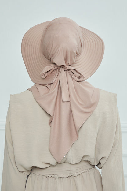 Adjustable Summer Hat +
 Matching Hijab - Taupe