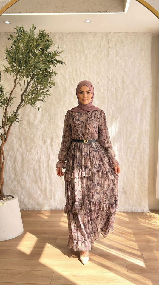 Boho Abstract Maxi Lined Dress