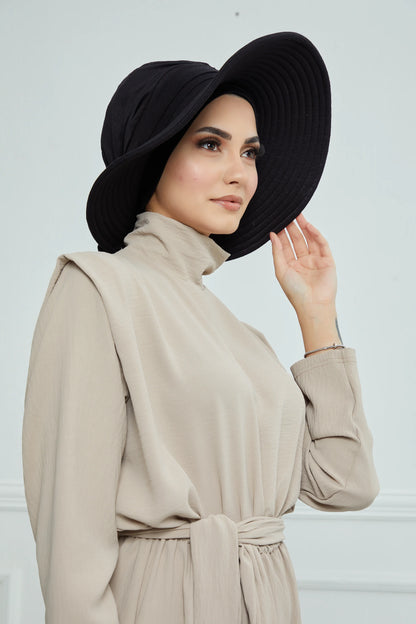 Adjustable Summer Hat + Separate Matching Turban - Black