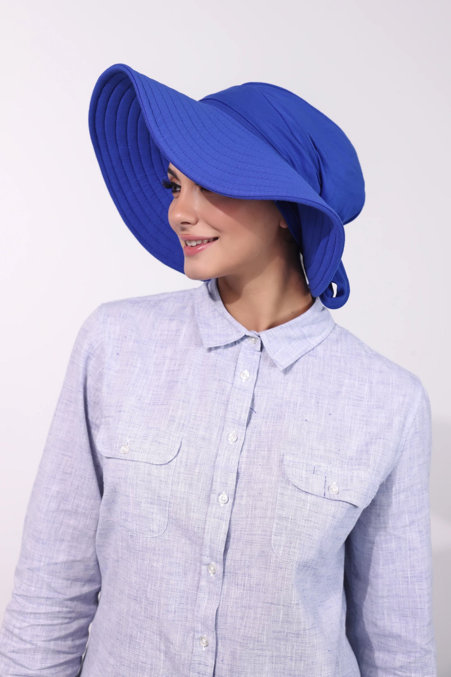 Adjustable Summer Hat + Separate Matching Turban- Royal Blue