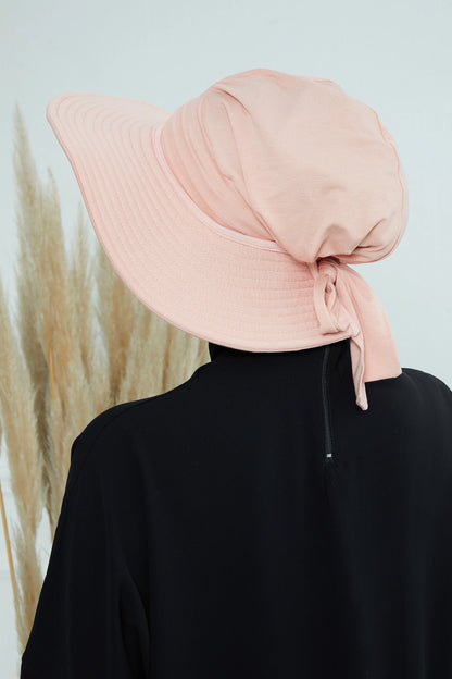 Adjustable Summer Hat + Separate Matching Turban - Peach
