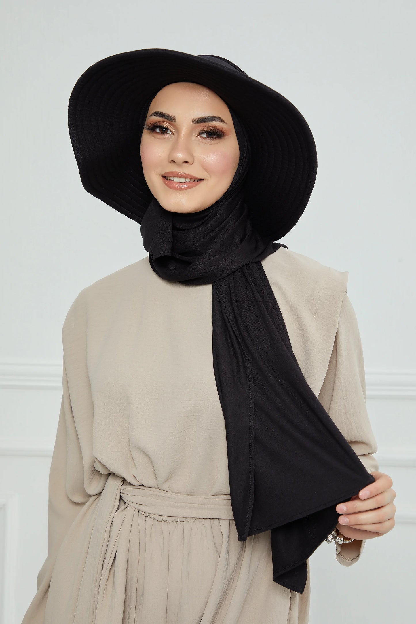 Adjustable Summer Hat +
 Matching Hijab - Black