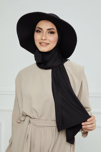 Adjustable Summer Hat +
 Matching Hijab - Black