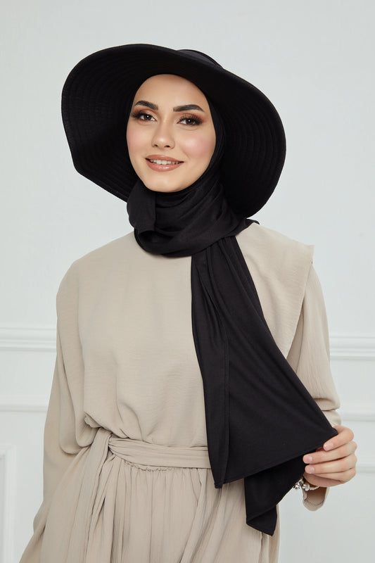 Adjustable Summer Hat +
 Matching Hijab - Black