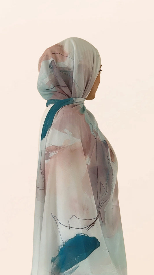 Aegean Bloom Crepe Chiffon Hijab