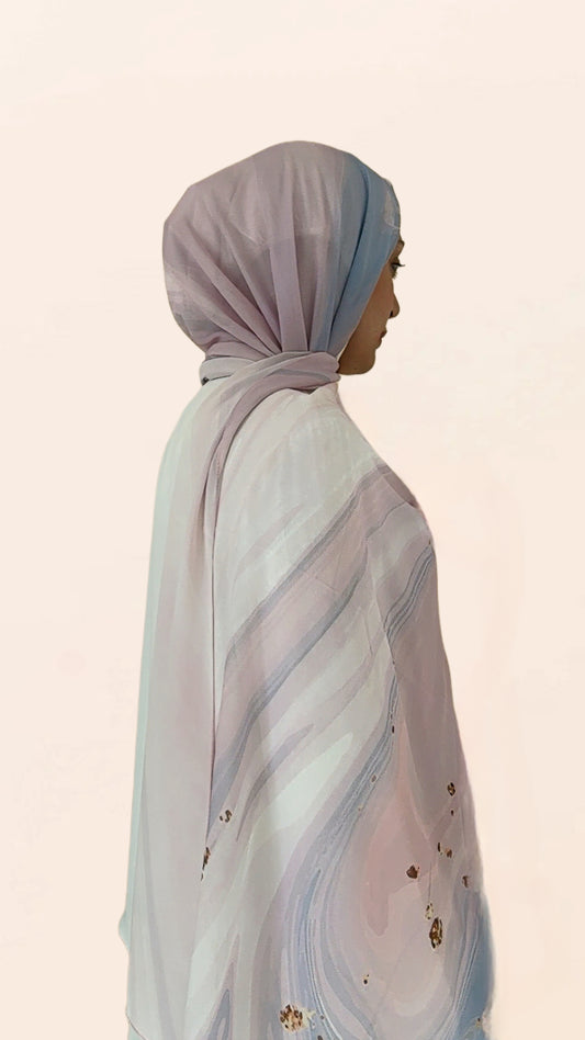 Blush Marble Crepe Chiffon Hijab