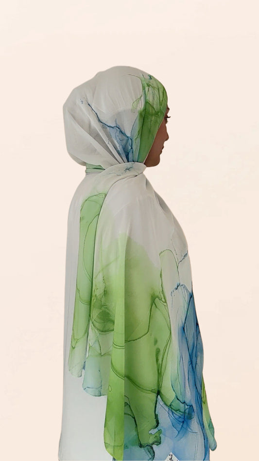 Electric Oasis Crepe Chiffon Hijab