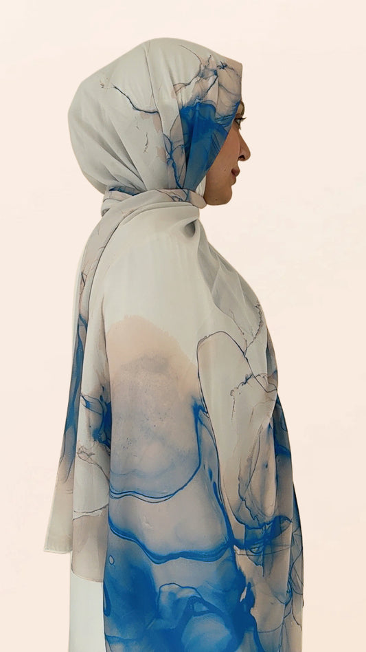 Hazy Blues Crepe Chiffon Hijab