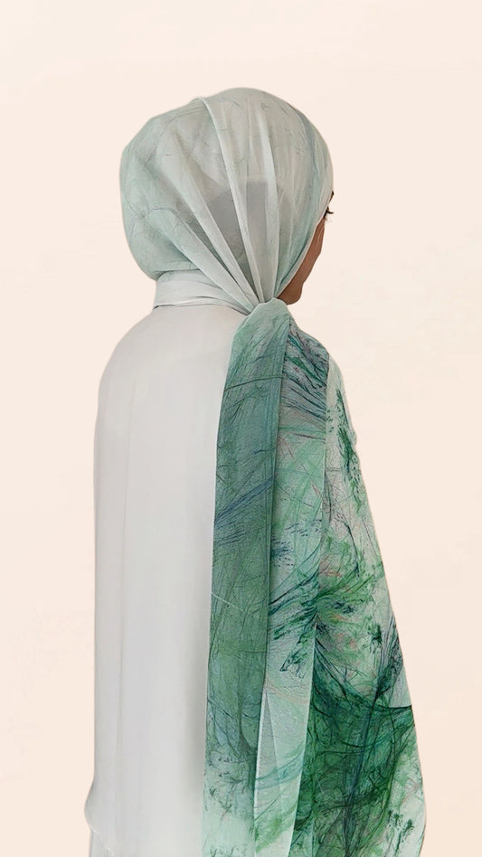 Jade Ripple Crepe Chiffon Hijab