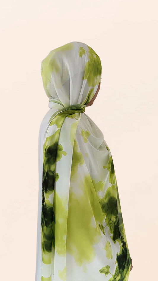 Neon Clouds Crepe Chiffon Hijab