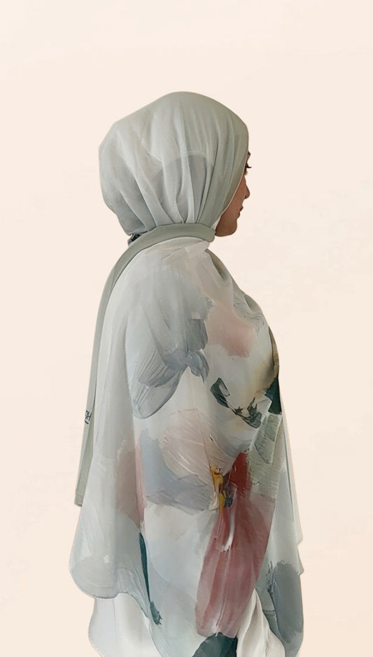 Whispering Blooms Crepe Chiffon Hijab
