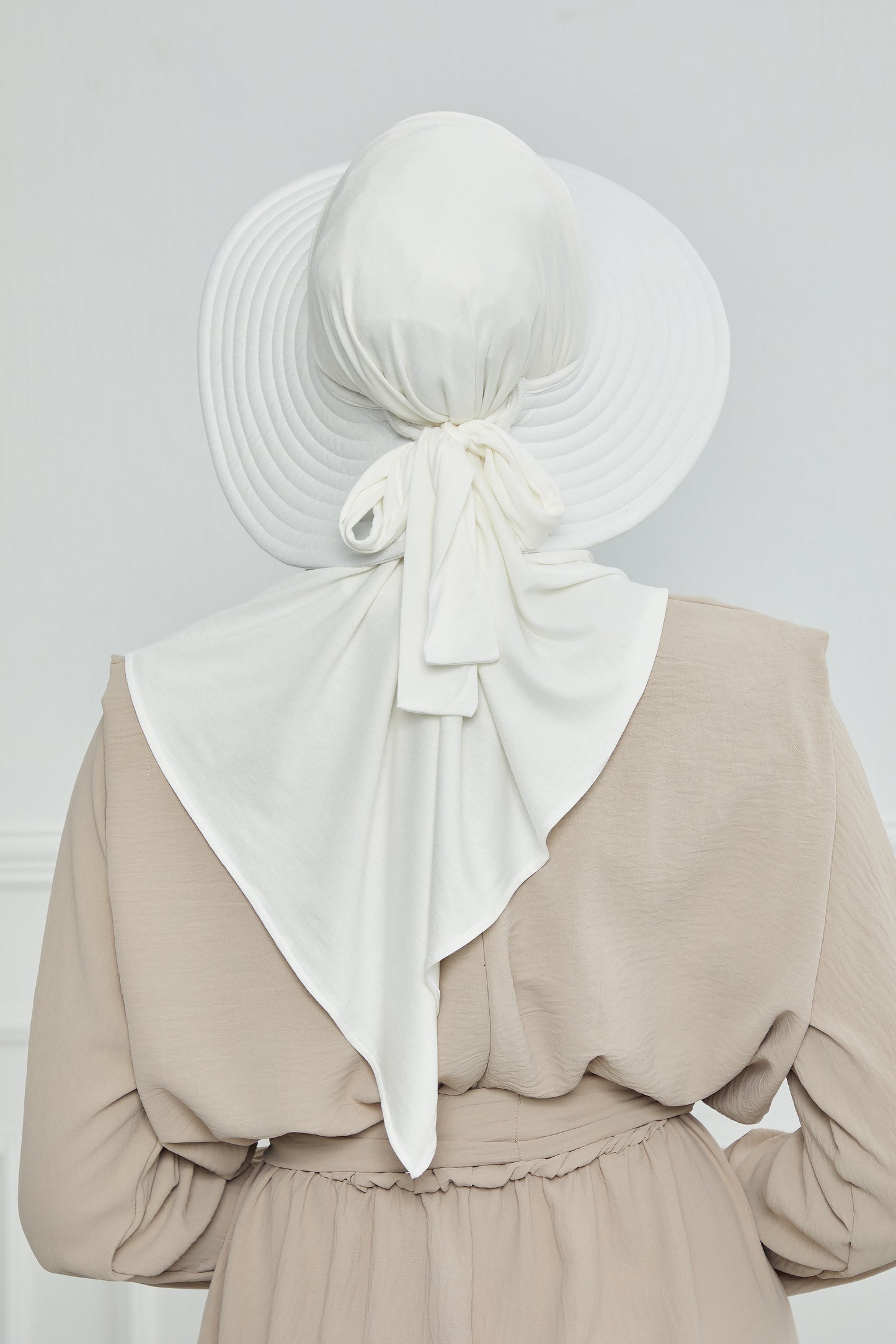 Adjustable Summer Hat +
 Matching Hijab - Offwhite