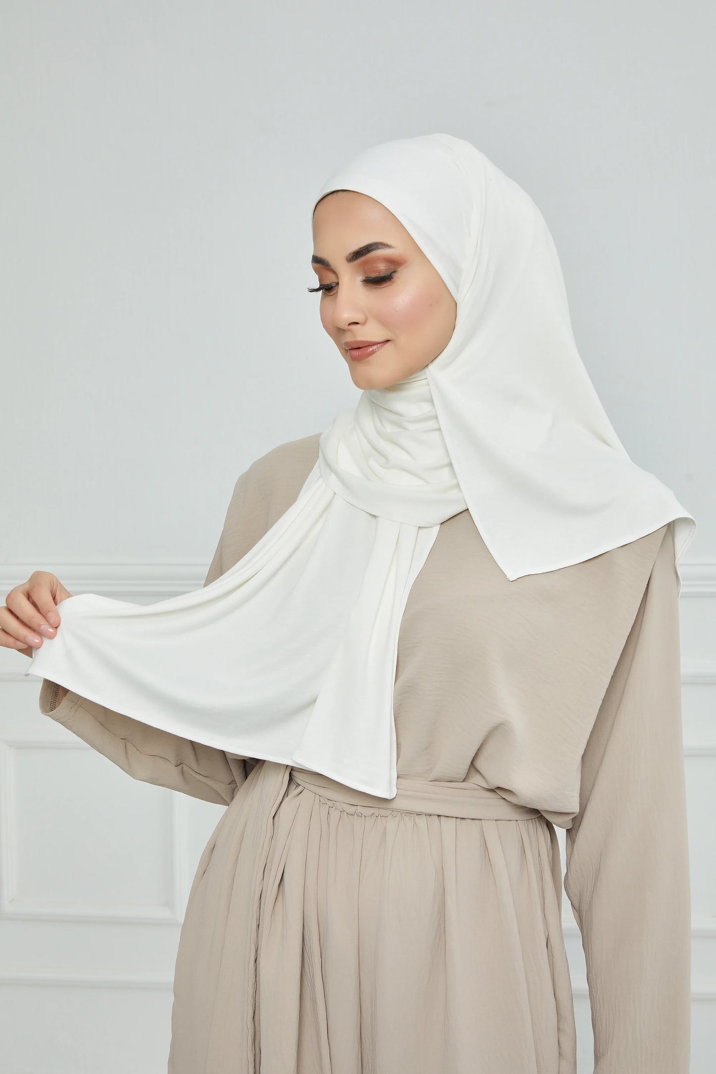 Adjustable Summer Hat +
 Matching Hijab - Offwhite