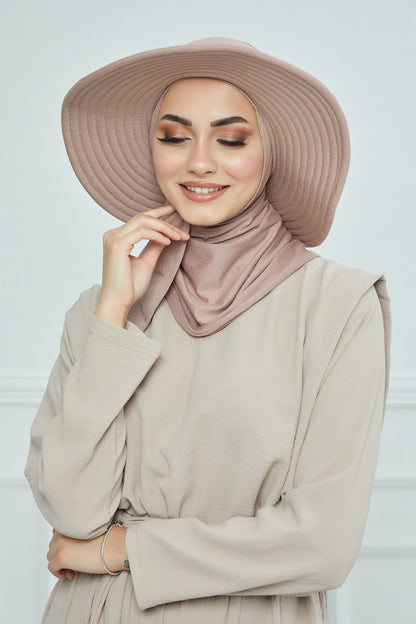 Adjustable Summer Hat +
 Matching Hijab - Taupe