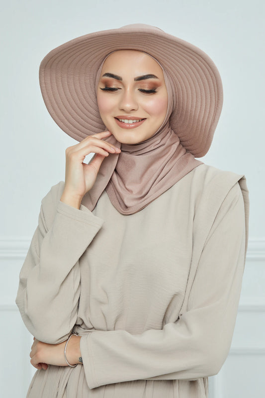 Adjustable Summer Hat +
 Matching Hijab - Taupe