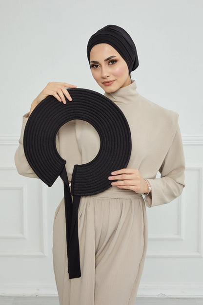 Adjustable Summer Hat + Separate Matching Turban - Black