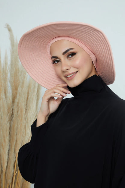 Adjustable Summer Hat + Separate Matching Turban - Peach