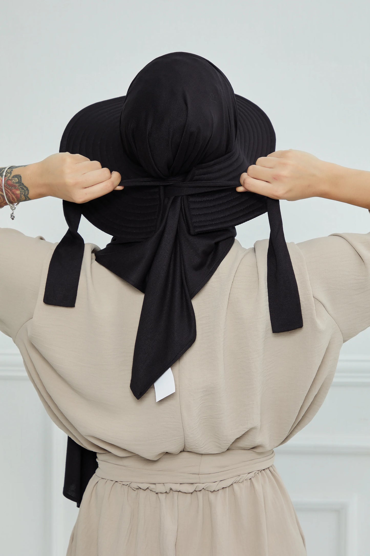 Adjustable Summer Hat +
 Matching Hijab - Black