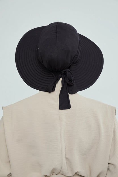 Adjustable Summer Hat + Separate Matching Turban - Black