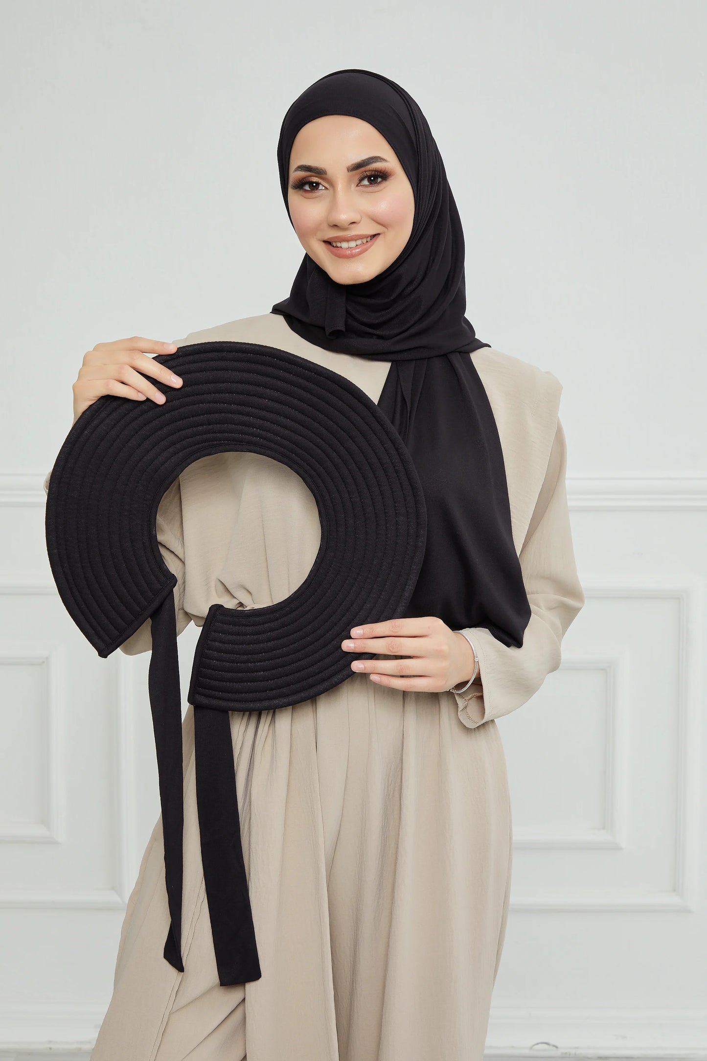 Adjustable Summer Hat +
 Matching Hijab - Black