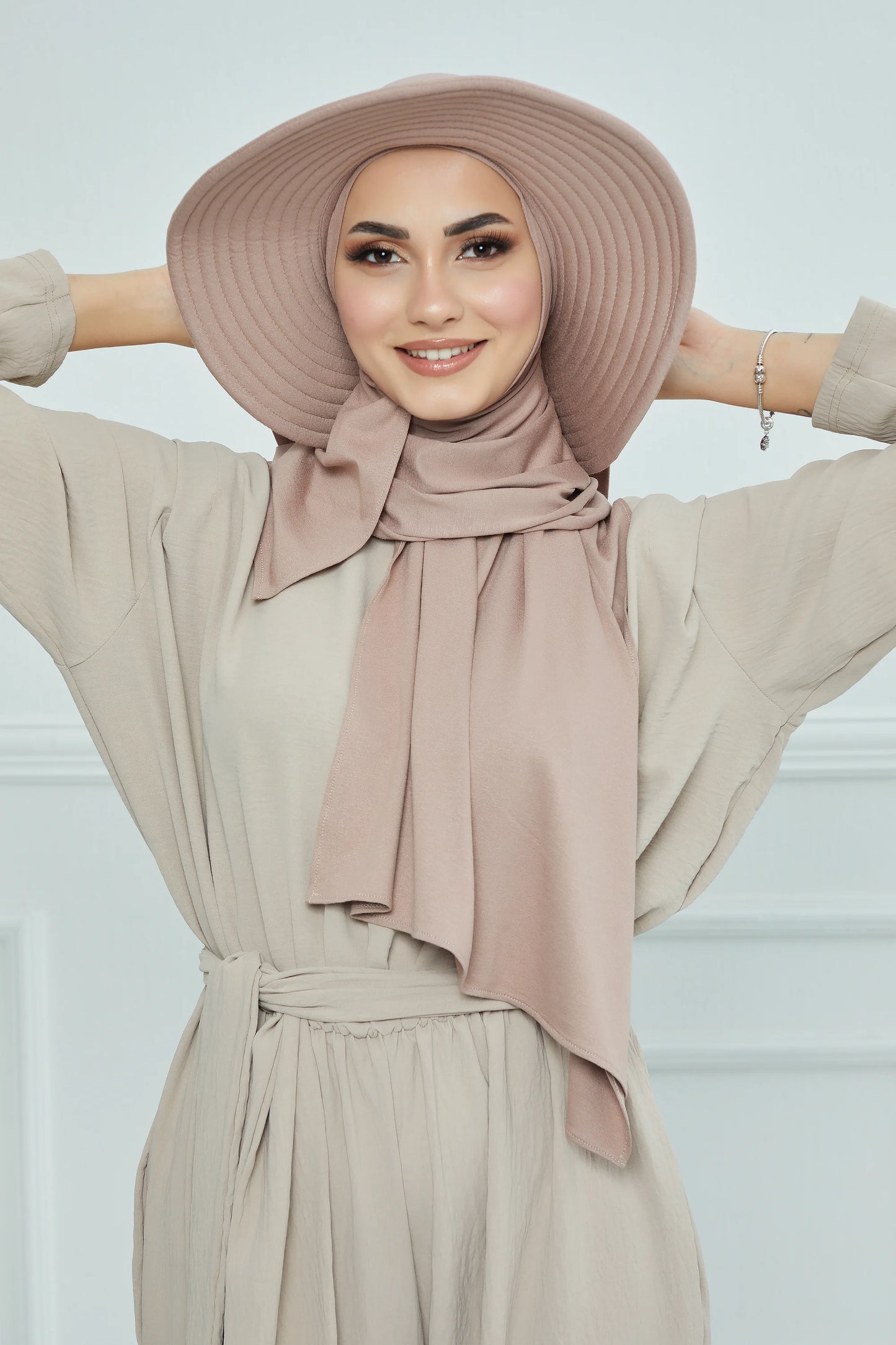 Adjustable Summer Hat +
 Matching Hijab - Taupe