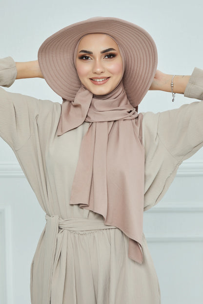 Adjustable Summer Hat +
 Matching Hijab - Taupe