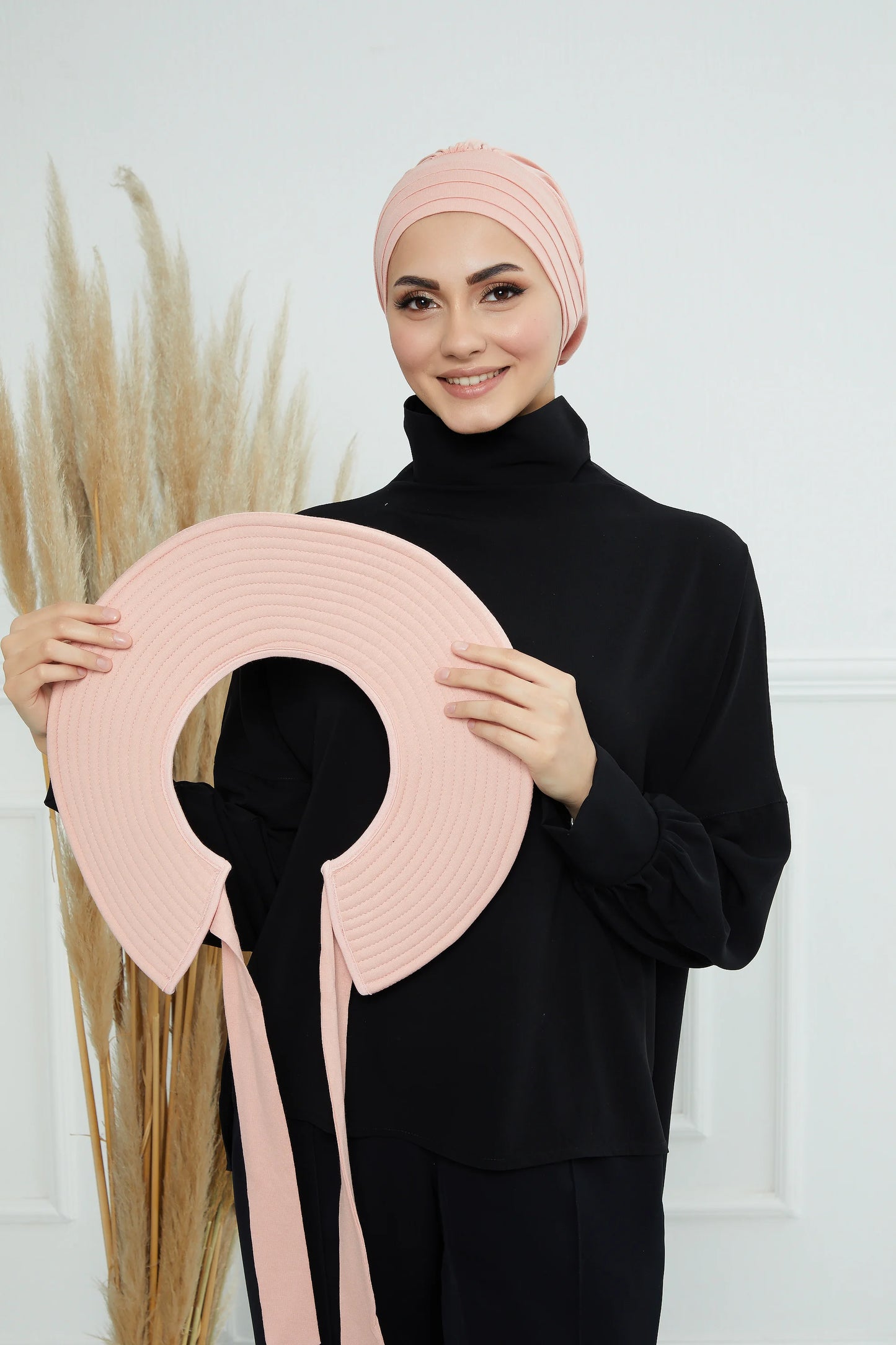Adjustable Summer Hat + Separate Matching Turban - Peach